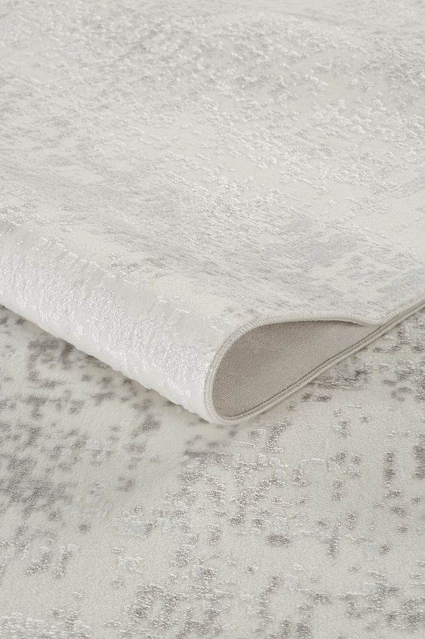 Doku Eko Punto Modern Kaymaz Taban Yıkanabilir Gri Beyaz Salon Yolluk Halısı 5300 Monza - 1