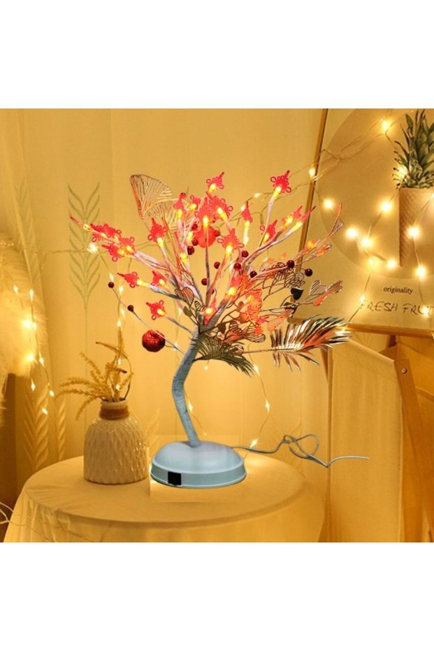 Led Lighted Cherry Blossom Table Lamp, Red, 45X45