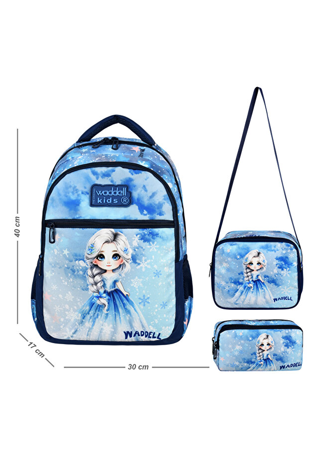 First Quality Orthopedic Set of 3 Girls Primary School Backpack (Backpack + Lunch + Pen Holder)