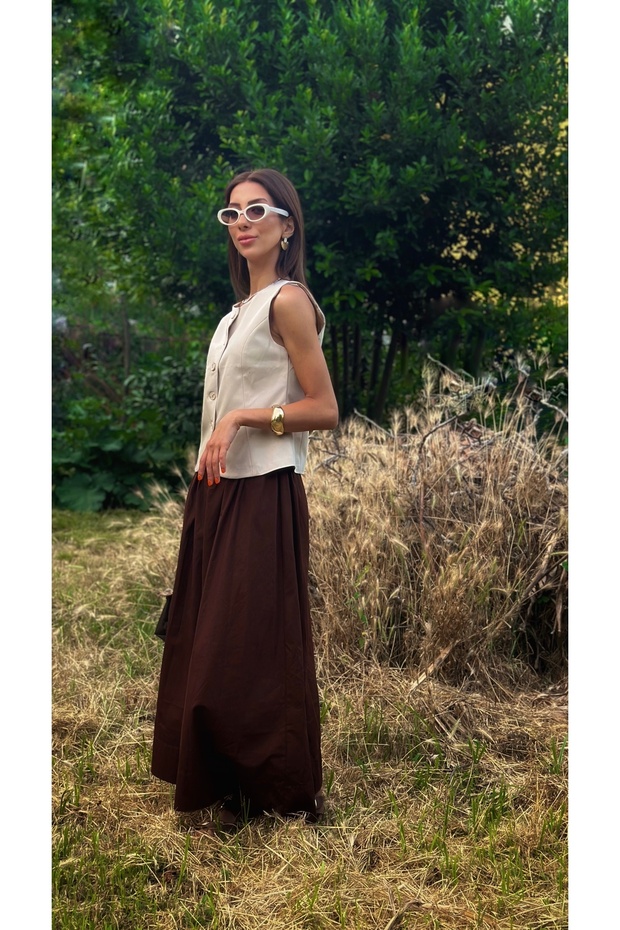 Bej Düğmeli Yelek - 3