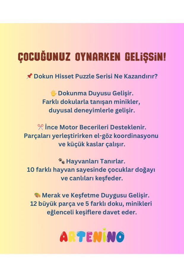 Çiftlik Hayvanları 12 Büyük Parça Dokun Hisset Puzzle - 3