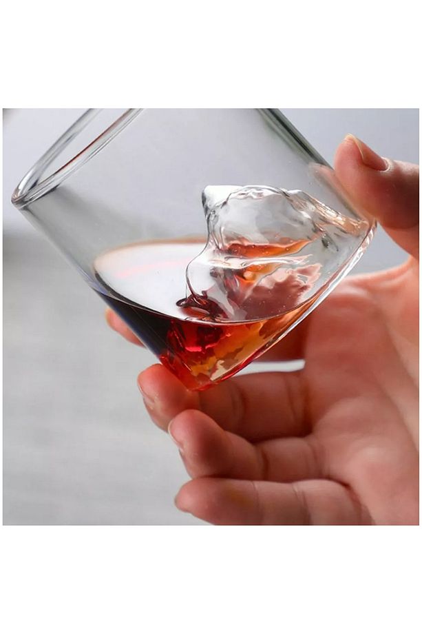 3 Boyutlu Borosilikat Viski Bardağı 2li Set 320 ml - 1
