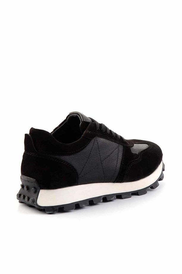 Siyah Siyah Süet Hakiki Deri Erkek Sneaker E01585731902 - 4