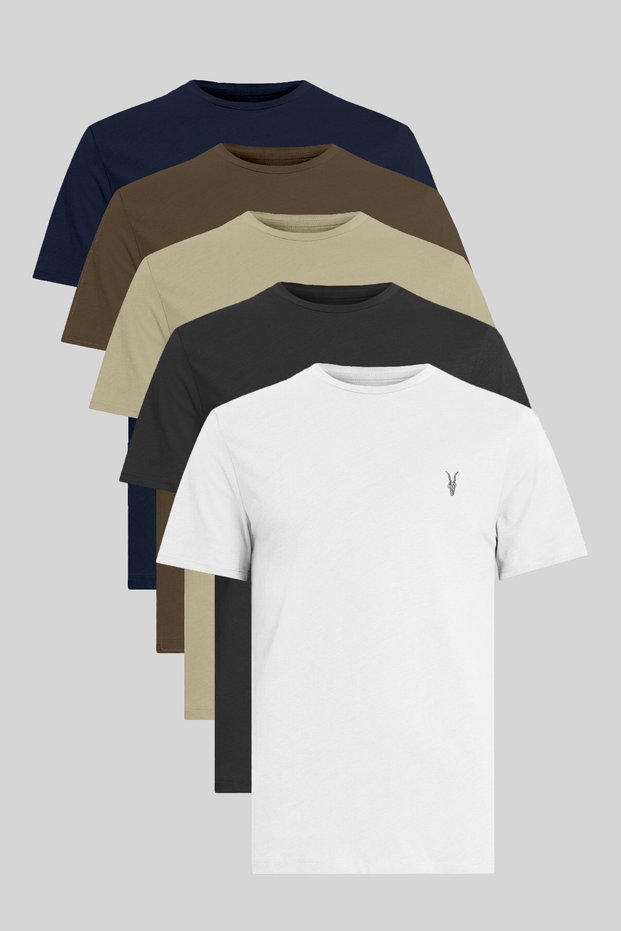 Men's 5 Pack Standard Fit Crew Neck 100% Cotton 5 Pack T-Shirts
