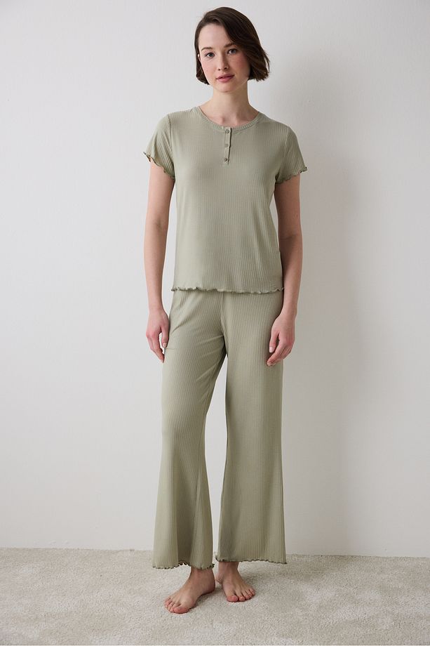 Bloom Solid Haki Pantolon Pijama Altı - 3