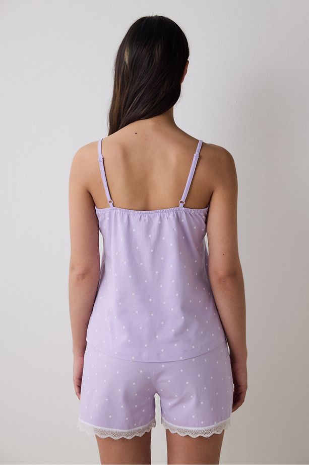 Lilac Dotted Şortlu Pijama Takımı - 5