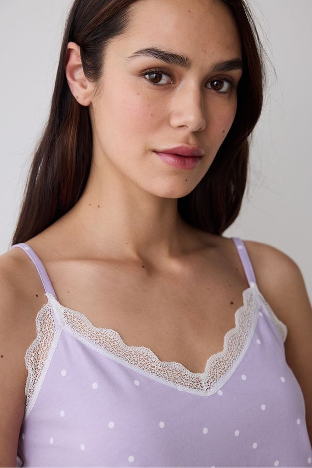 Lilac Dotted Şortlu Pijama Takımı - 2