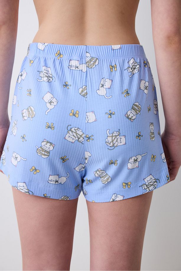 Bowtiful Printed Şort Açık Mavi Pijama Altı - 3