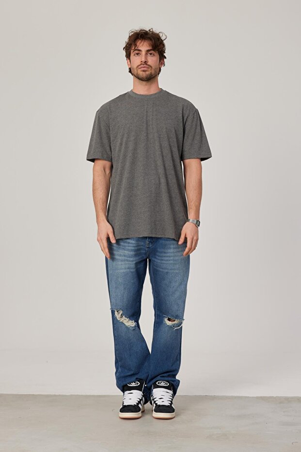 Gray Oversize Basic Tshirt - 1