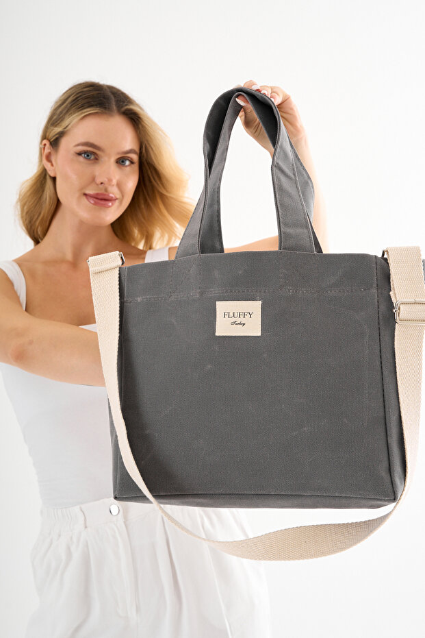 Classic Large Size Waxed Canvas Women's Shoulder and Hand Bag / High School and University School Bag