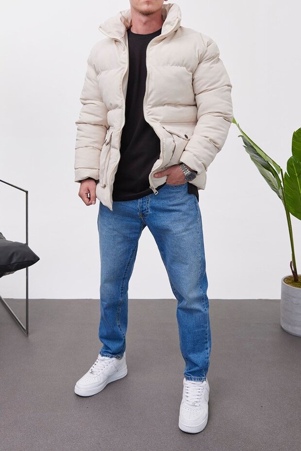 2001 Krem Şişme Mont - 1