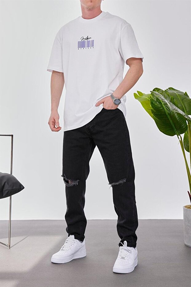 Barkod Baskılı Beyaz Tshirt - 4