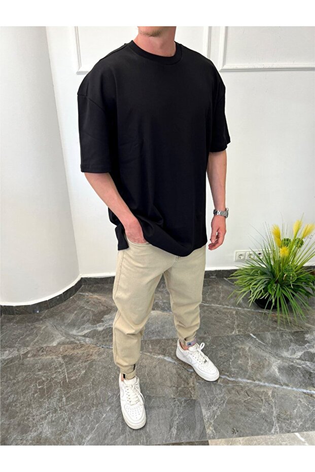 Short Front Long Back Basic Black T-shirt - 2