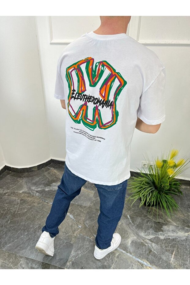 Ανδρικό T-Shirt WY Λευκό Oversize με λαιμόκοψη Crew - 3