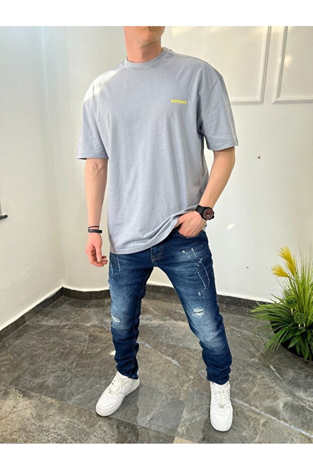 Basic Pamuklu Gri Tshirt - 1