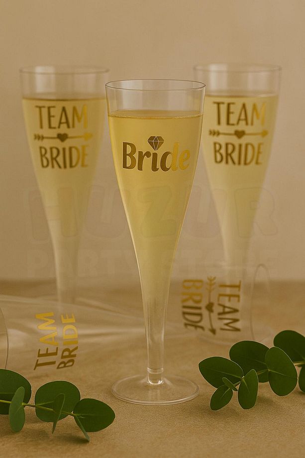 Bride To Be Partisi Kadeh Şampanya Bardağı 6'lı Bekarlığa Veda Partisi Mika Sert Bardak Dövmeli - 4