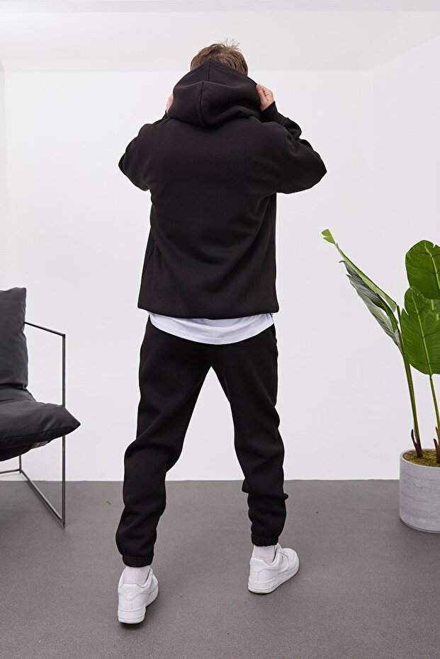 Şardonlu Basic Siyah Eşofman Takımı - 2