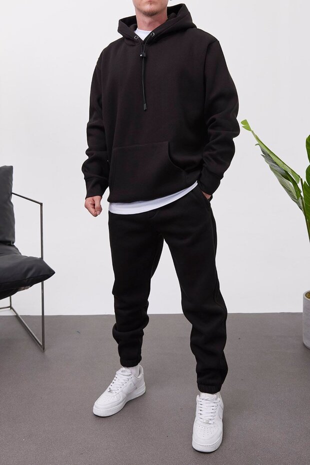 Şardonlu Basic Siyah Eşofman Takımı - 1