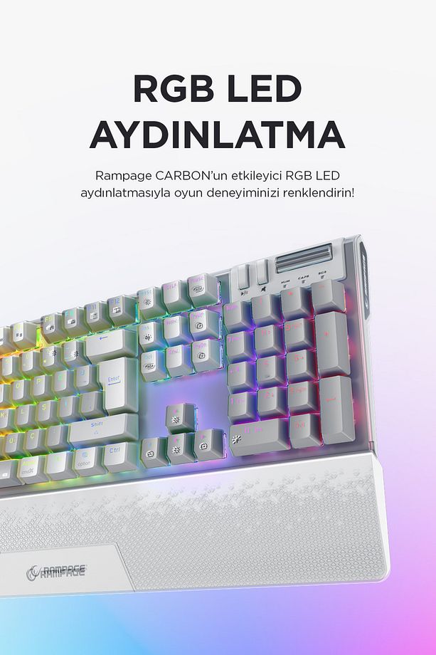 Carbon Pro Gb Bluetooth Klavye Şarjlı Wifi Kablosuz Klavye Rgb Red Mekanik Klavye Oyuncu Klavyesi - 5