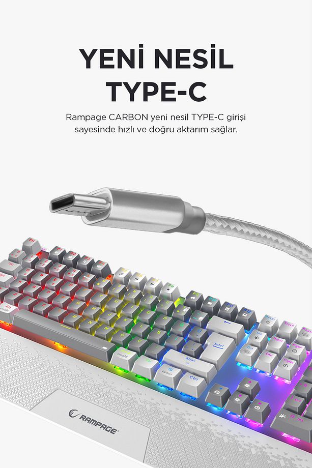 Carbon Pro Gb Bluetooth Klavye Şarjlı Wifi Kablosuz Klavye Rgb Red Mekanik Klavye Oyuncu Klavyesi - 6