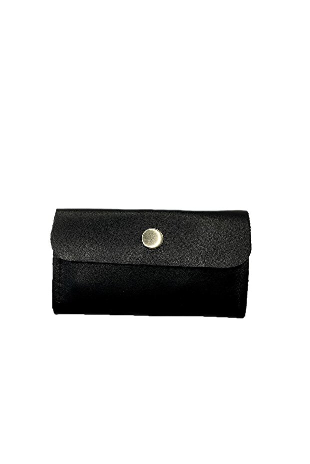 Genuine Leather Snap Card Holder
