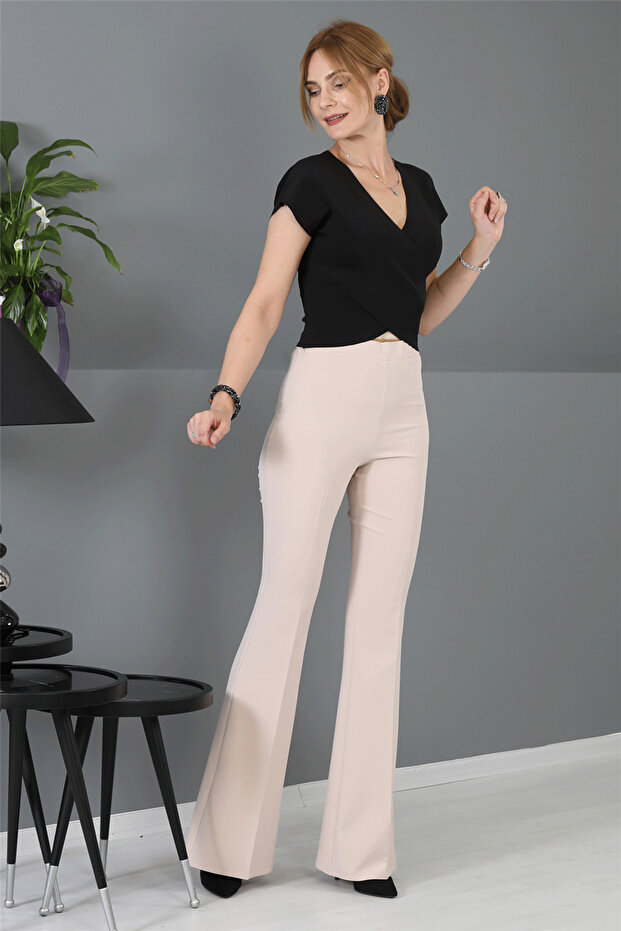 İspanyol Paça Pantolon-Vizon - 1