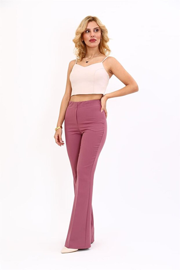 İspanyol  Paça Pantolon-Rose - 1