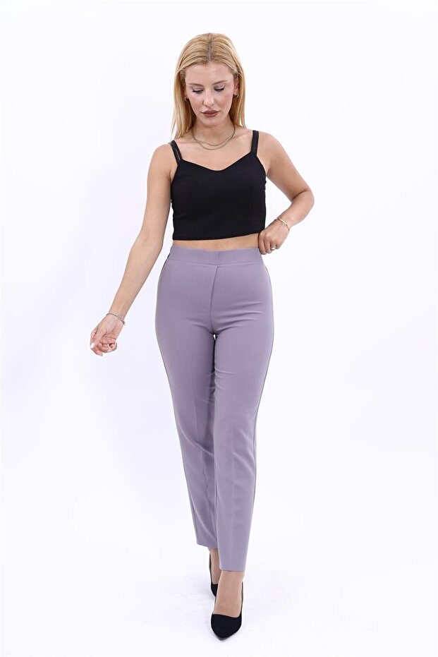 Elastic Tight-Legged Trousers-Anthracite