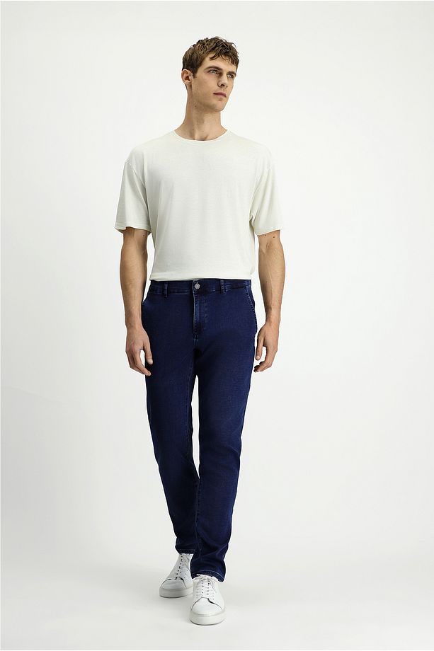 Mikro Likralı Örme Denim Look Chino Pantolon - 3