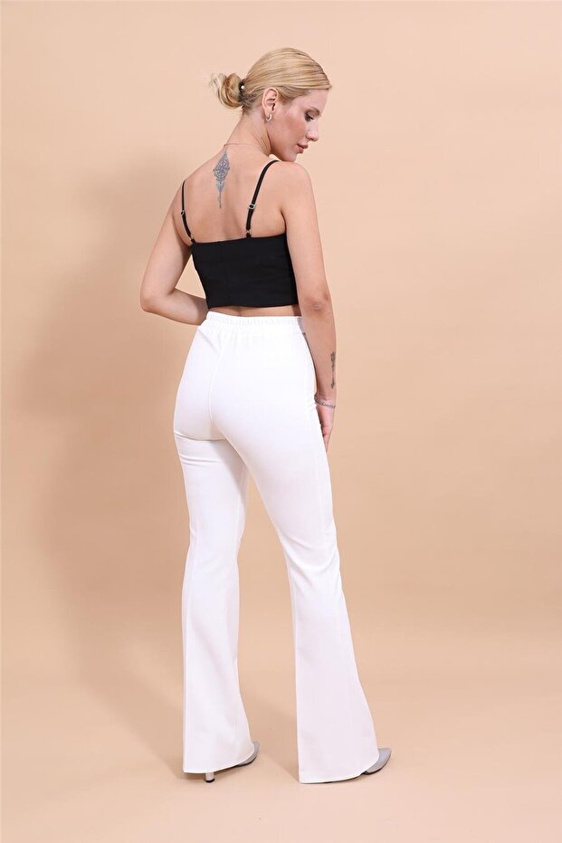 İspanyol Paça Pantolon-ekru - 4