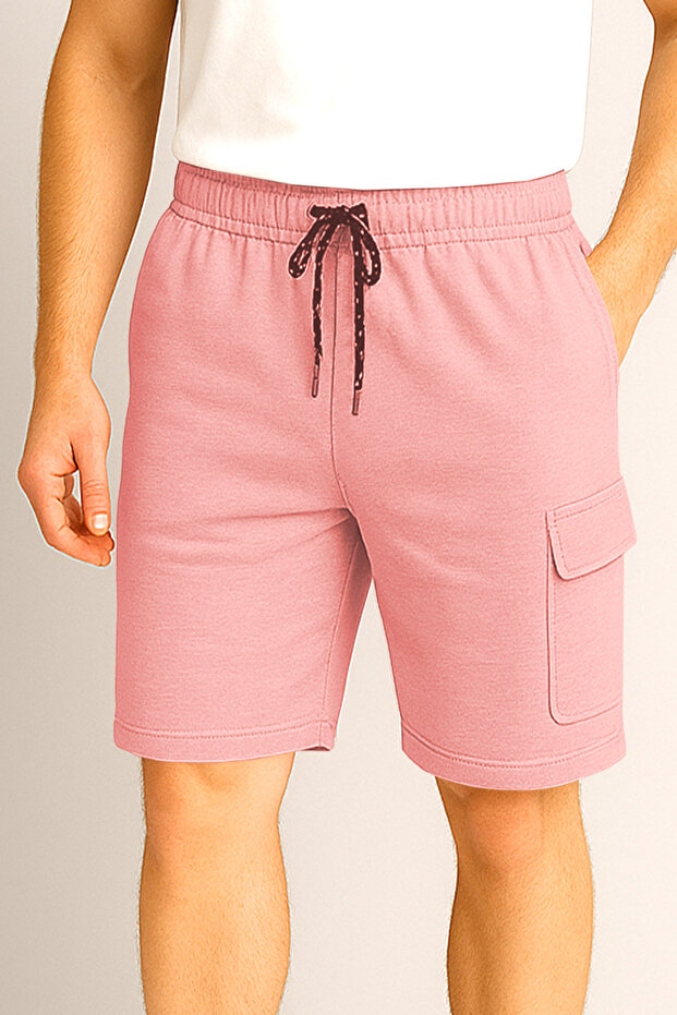 Erkek Pudra Kargo Cepli Bermuda Şort - 1