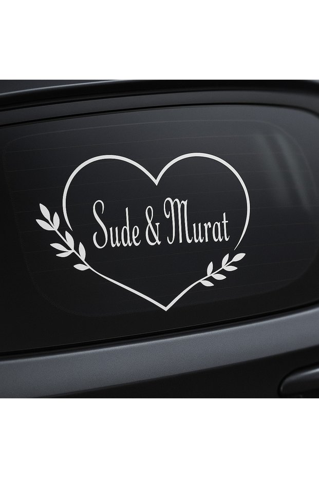 Bridal Car Sticker Wedding Car Lettering Heart 32×30