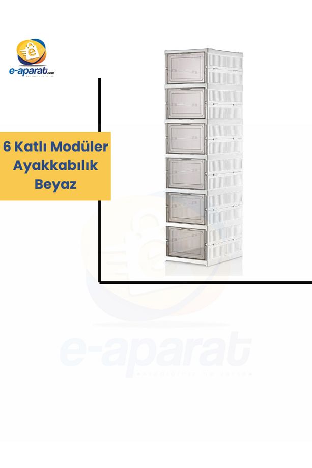 6 Katlı Modüler Ayakkabılık Lüks Ayakkabı Kutusu Seti Dolabı Katlanır Istiflenebilir - 1
