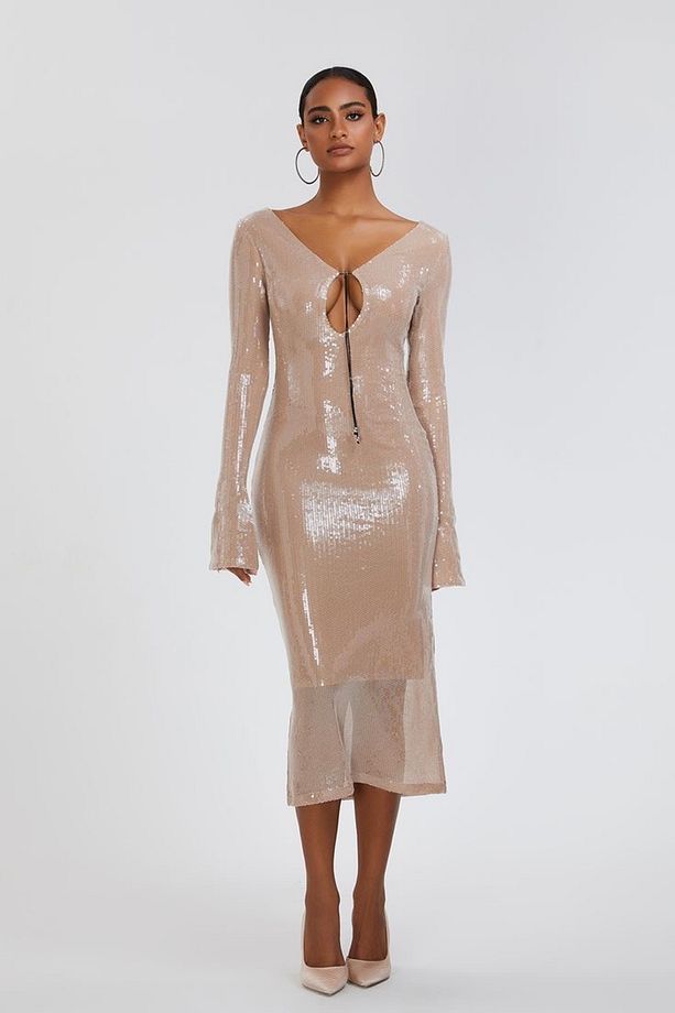 Lüks Designer Sequins Elbise Gece Parti Davet Özel Davet - 1