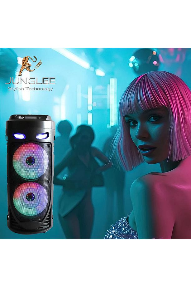 Karaoke Mikrofonlu Bluetooth Hoparlör Led Işıklı Taşınabilir Kablosuz Speaker - 5