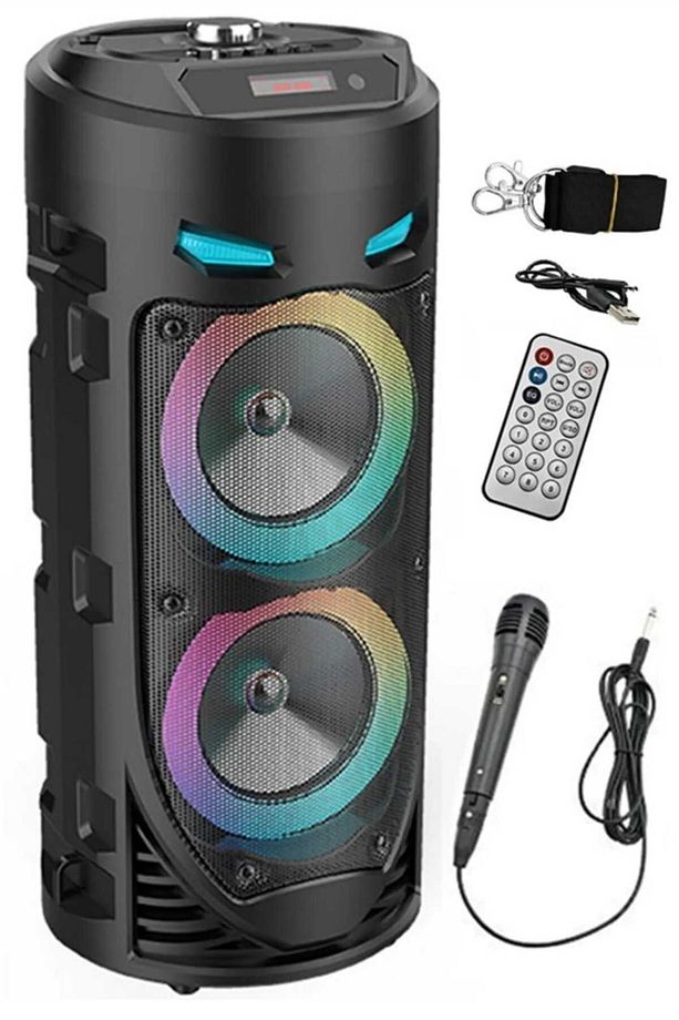 Karaoke Mikrofonlu Bluetooth Hoparlör Led Işıklı Taşınabilir Kablosuz Speaker - 1