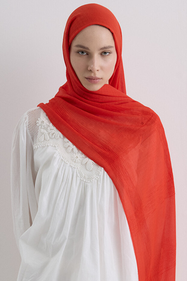 Tasseled 50% Cotton Brice Shawl - Clean Orange
