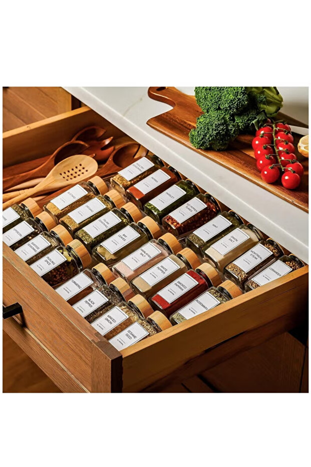 12 قطعة من برطمانات التوابل الزجاجية سعة 4 أونصات، حاويات توابل مربعة فارغة - 2