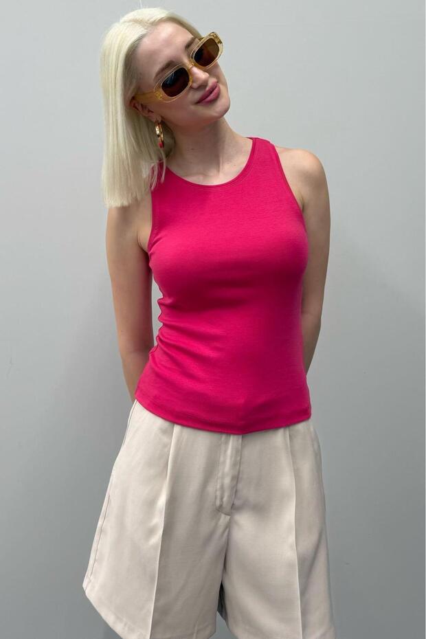 Fuchsia Basic Strap Women's Undershirt Sh253 - 3