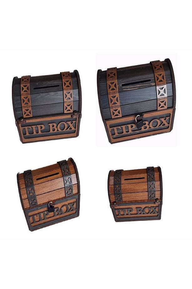 Tip Box Ahşap Kumbara Sandık Tipi Tipbox Kilitli Bahşiş Kutusu - 7