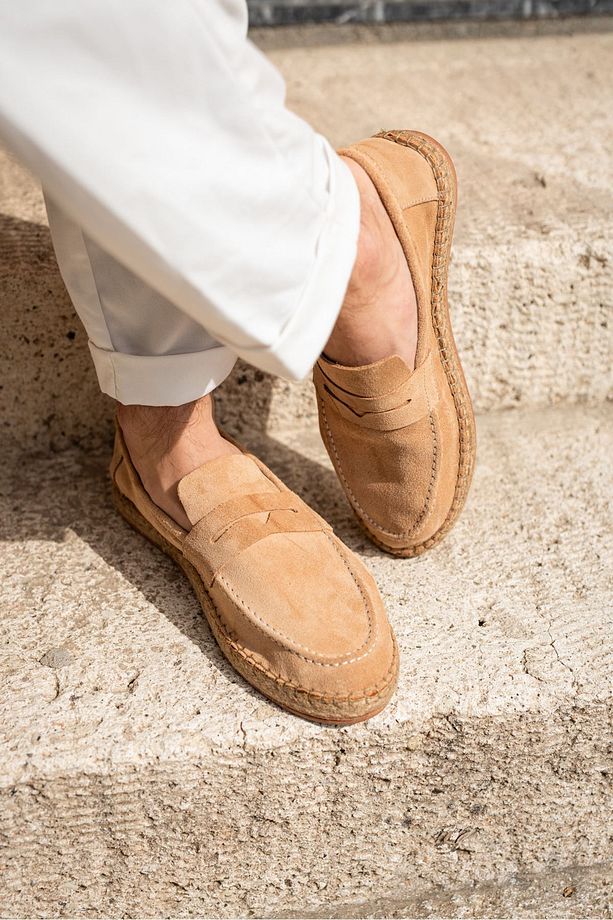 Minoa Bej Loafer Süet Deri Espadril - 3