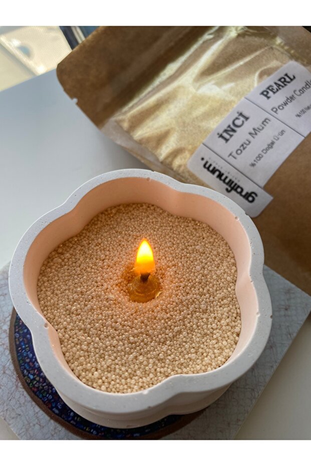 Sarı Sesefli Inci Tozu Mum Sonsuzluk Tozu Mum Doğal Mum Kokusuz Mum 20 Adet Fitil Ile 100gr - 5