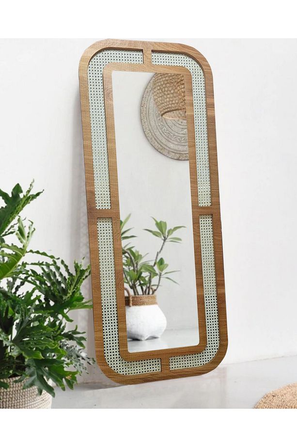 DEKORATİF HAZERAN BOY AYNASI - YATAK ODASI RATTAN AYNA 70 CM X 170 CM - 3