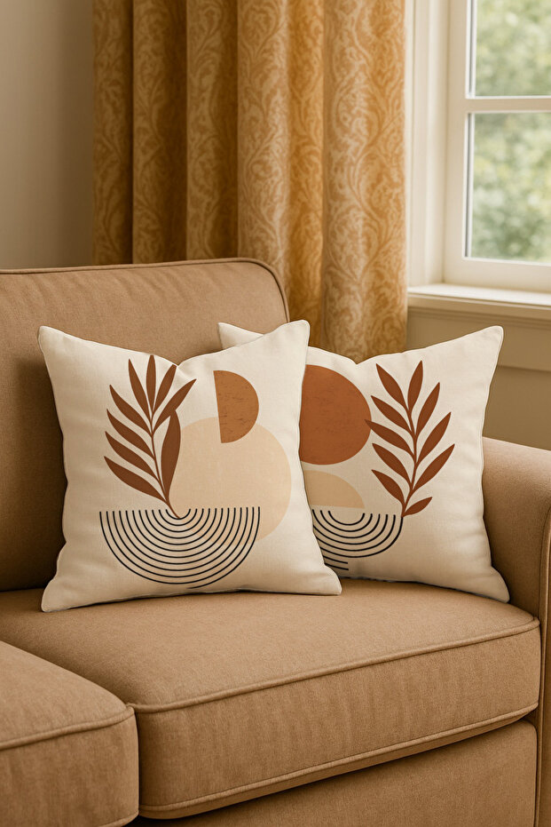 Coffee Boho Modern Style Digital Printing 2-Piece Throw Pillow Cover