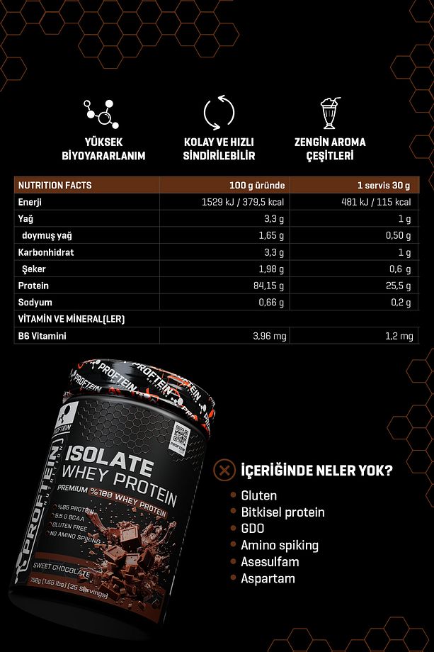 Whey Isolate 750g 25 Servis Çikolata Aromalı - 2