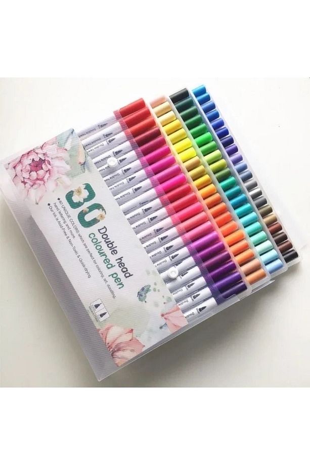 Çift taraflı Fırça uçlu marker kalem seti 80li set - 1