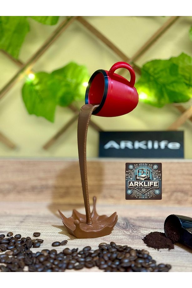 2li Set Coffe Yazısı Ve Kahve Köşesi Dökülen Kahve Fincan Figürü 3d Dekoratif Obje Ve Biblo - 3