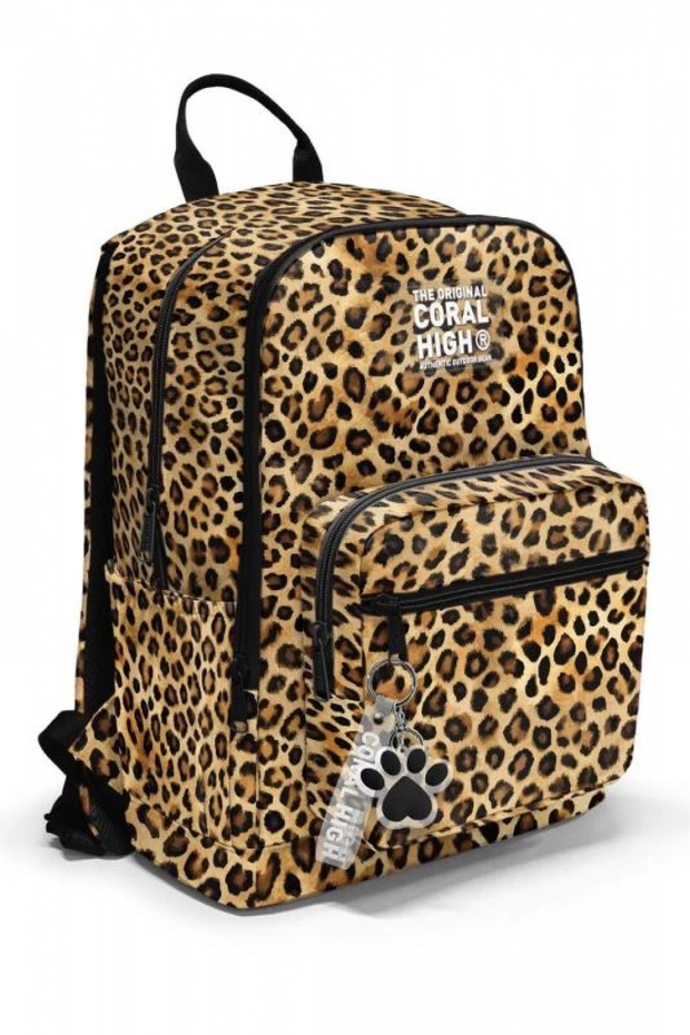 Brown Leopard Patterned School Backpack 23681 - 1