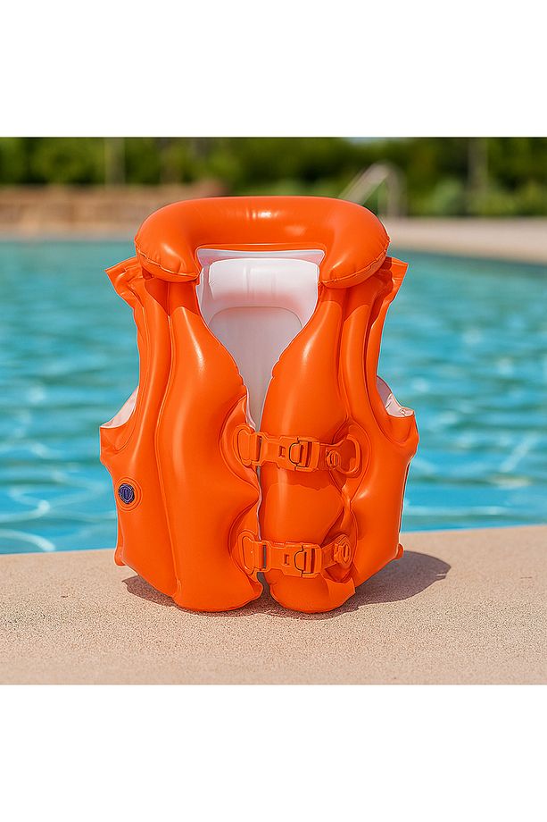 Şişme Can Yeleği Yüzme Can Yeleği Deniz Yeleği Şişme Cankurtaran Yelek Life Vest Emniyet 50x47 cm. - 1