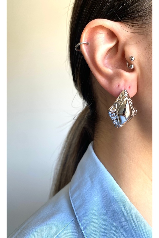 أقراط زر عتيقة فضية - 2